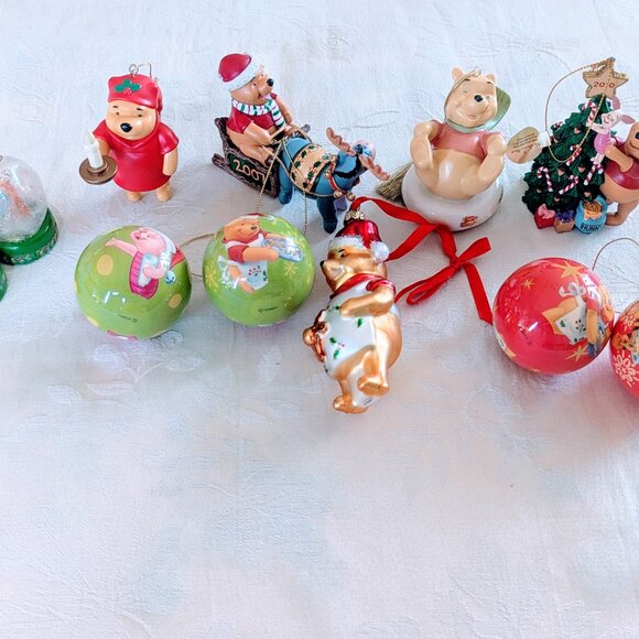 Lot of 11 Disney Winnie the Pooh Christmas Ornaments Danbury Mint Lenox Glass - Picture 2 of 11
